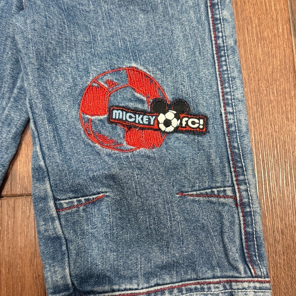 Kids' Blue Jeans with Mickey Soccer Patches - Picture 3 of 7
